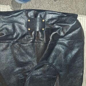 Juicy Couture Black Leather Bag with Pink and Gray Lining